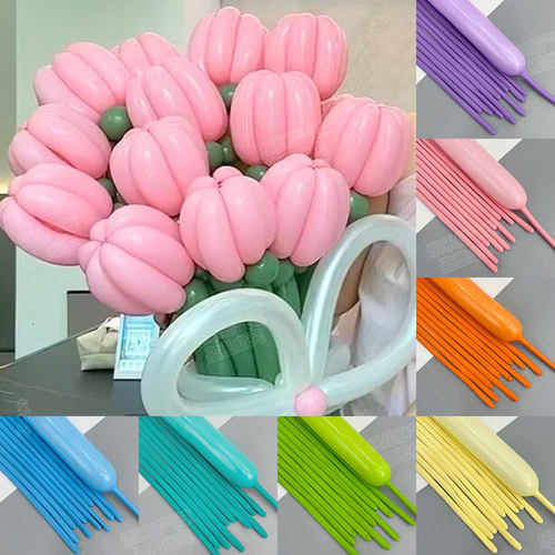 100支加厚小太子郁金香气球长条260魔术造型儿童卡通汽球野餐花束 - 图1