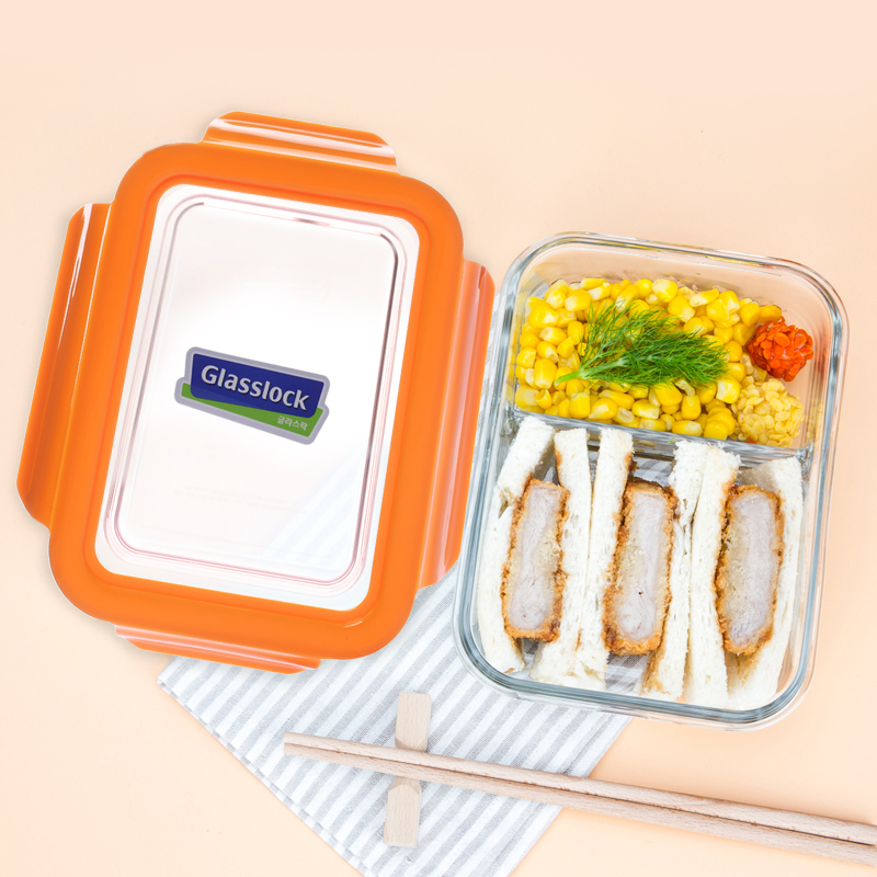 glasslock韩国进口耐热钢化玻璃保鲜盒长方形微波炉饭盒便当盒子