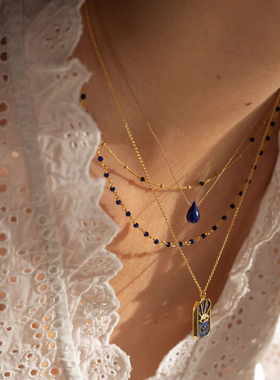 简约复古天然青金石项链