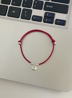 s925纯银银坨坨红绳手链