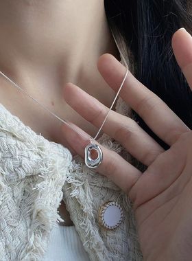 通体925银不规则圆圈锁骨项链