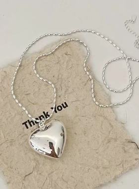 S925银韩版简约ins立体爱心项链