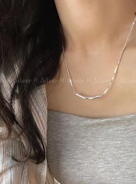 S925纯银蛇骨链不规则项链