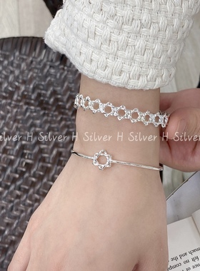 通体925银轻奢六星芒手环