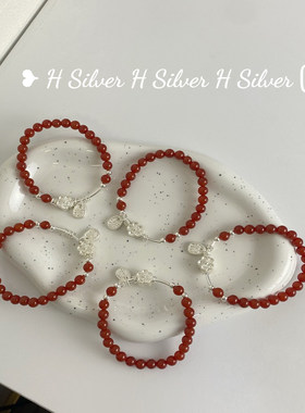 s925纯银福牌红玛瑙手链