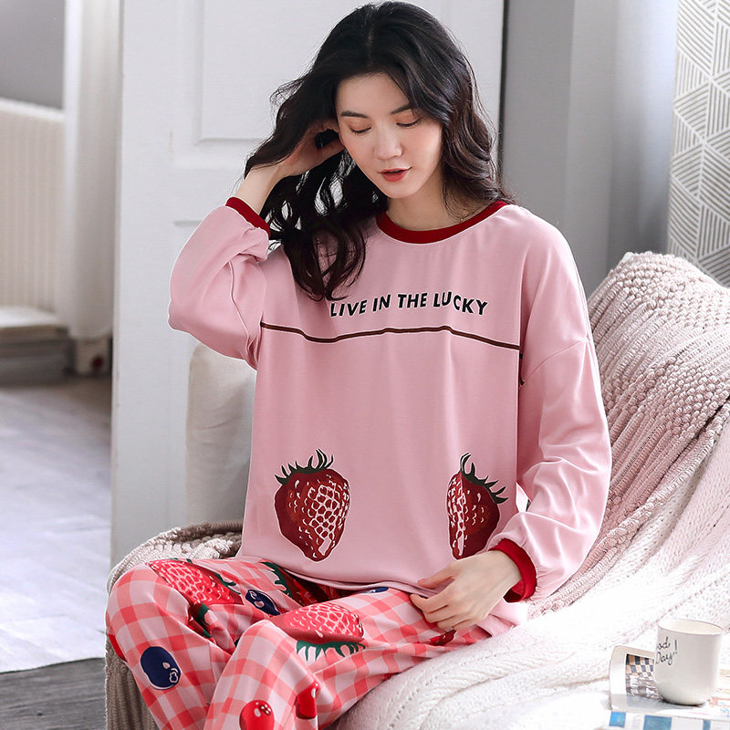 韩版春秋季宽松卡通清新秋纯棉睡衣 梦系睡衣/家居服套装