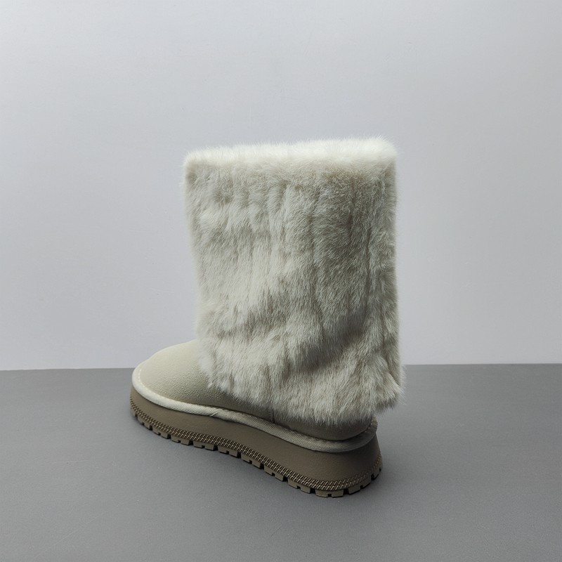2025冬季尾货处理新款真皮女棉靴圆头浅米色雪地靴防滑底毛毛靴,淘宝优惠券,粉丝福利购,淘宝优惠卷