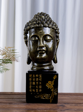 泰国东南亚风spa会所壁橱佛头