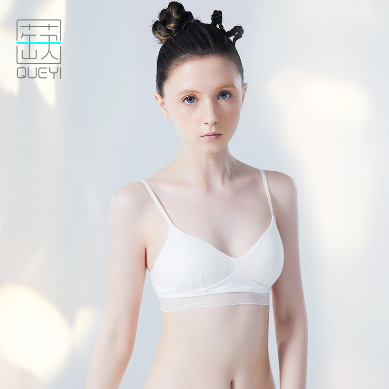 蒛一旗舰店蒛一夏季背心式文胸薄款学生高中少女睡眠透气轻薄日式内衣无钢圈0