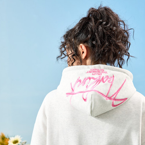 Nuthink美式刺绣字母连帽卫衣重磅复古潮牌加绒男女2025冬季新款 - 图0