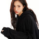 Loose embroidered rose red sweatshirt for autumn men and women
