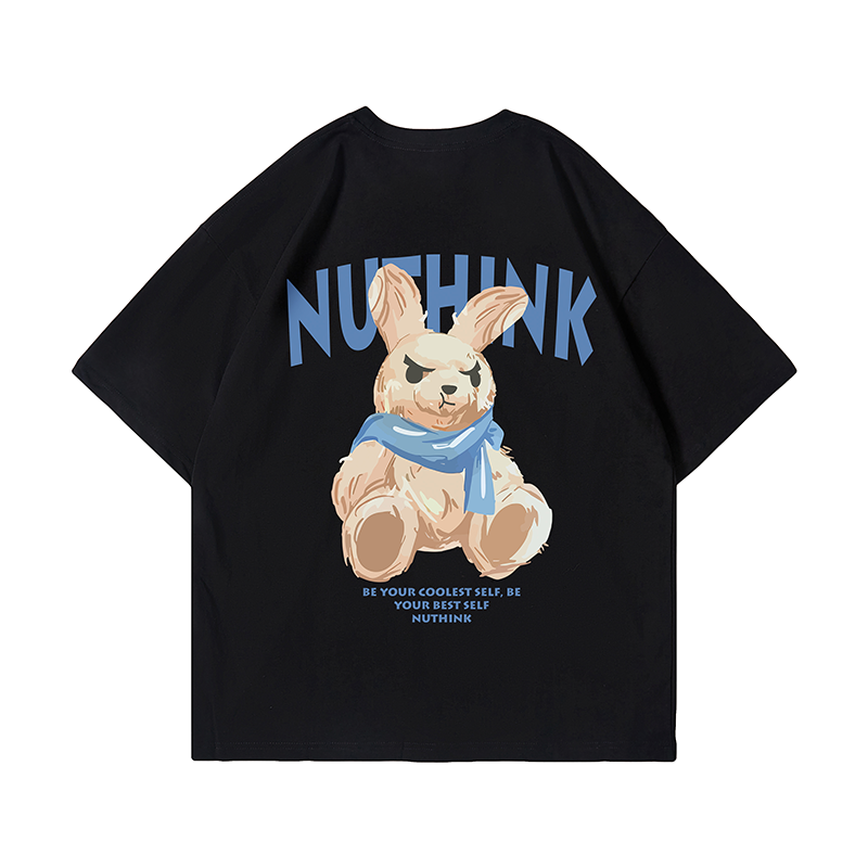 Nuthink美式高街vibe风兔子短袖T恤男夏季oversize大码潮牌半截袖 - 图3