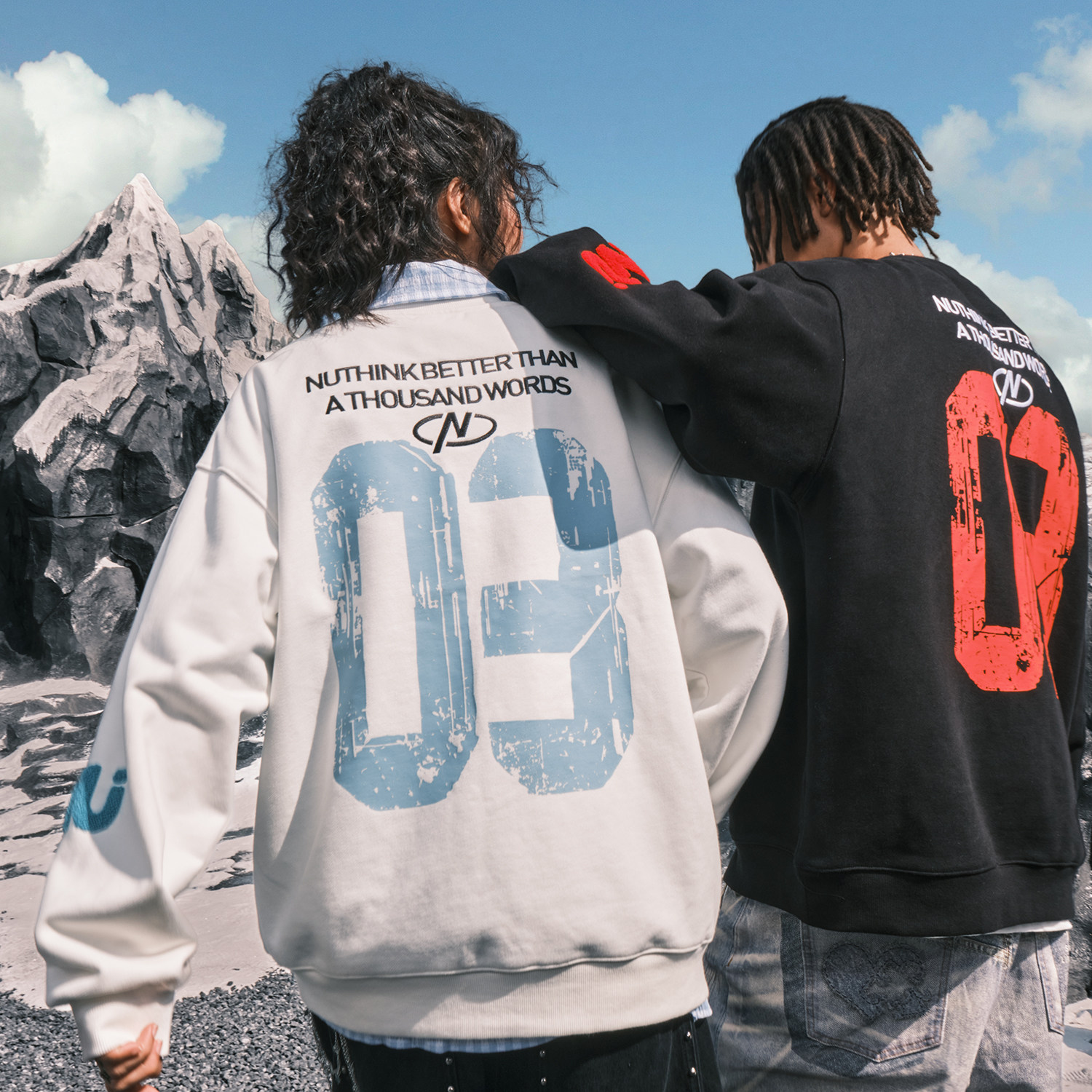 Nuthink美式潮牌字母圆领卫衣刺绣复古街头chic男女新款2026年春,淘宝优惠券,粉丝福利购,淘宝优惠卷