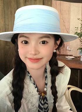 『升级版』法式平顶防晒草帽女海边出游度假遮阳礼帽优雅赫本风夏