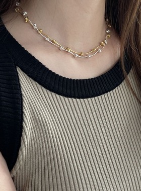 抽拉豆豆项链简约时尚小众轻奢