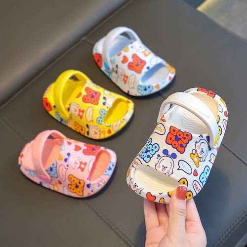巴布豆儿童凉拖鞋夏防滑家用宝宝家居女男小孩软底幼儿洞洞1-3岁2 - 图0