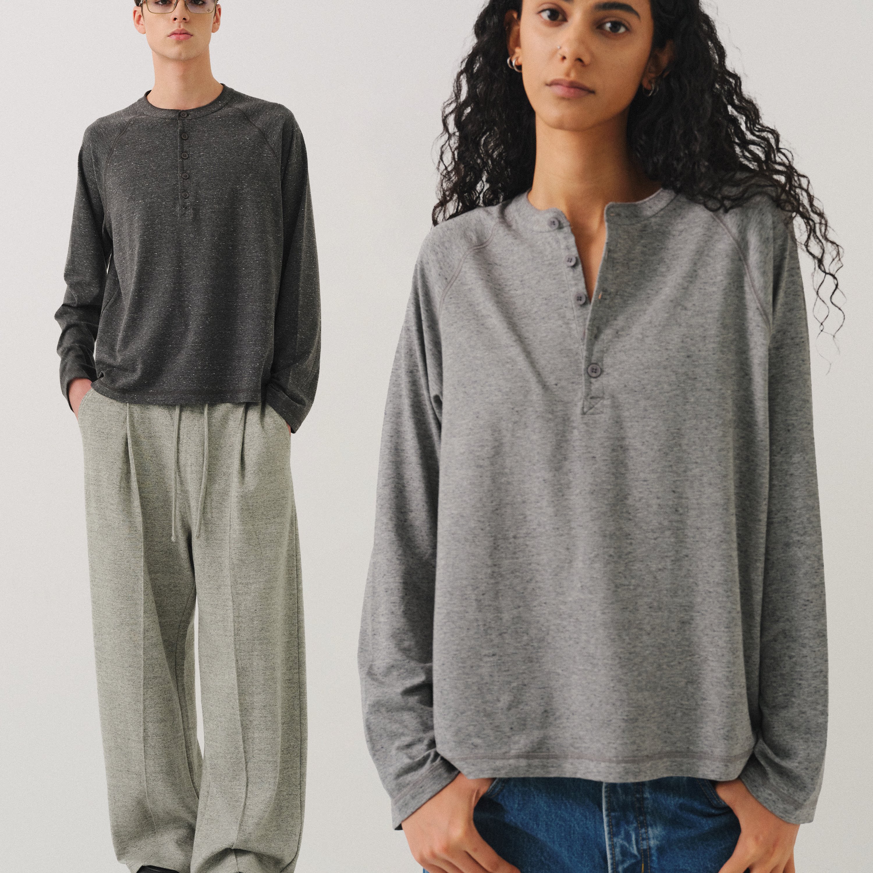 VLABMADE 星空花纱软糯纽扣亨利领插肩长袖打底TEE*四针六线工艺,淘宝优惠券,粉丝福利购,淘宝优惠卷