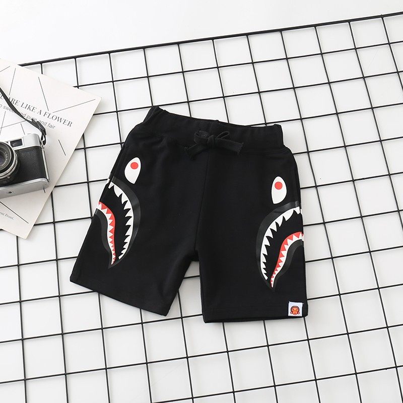 日系潮牌童装纯棉短裤夏季潮牌男女儿童双侧鲨鱼卡通五分裤沙滩裤,淘宝优惠券,粉丝福利购,淘宝优惠卷