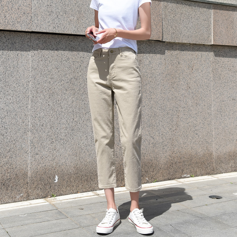 直筒九分裤2020秋季新款高腰牛仔裤 苼荟牛仔裤