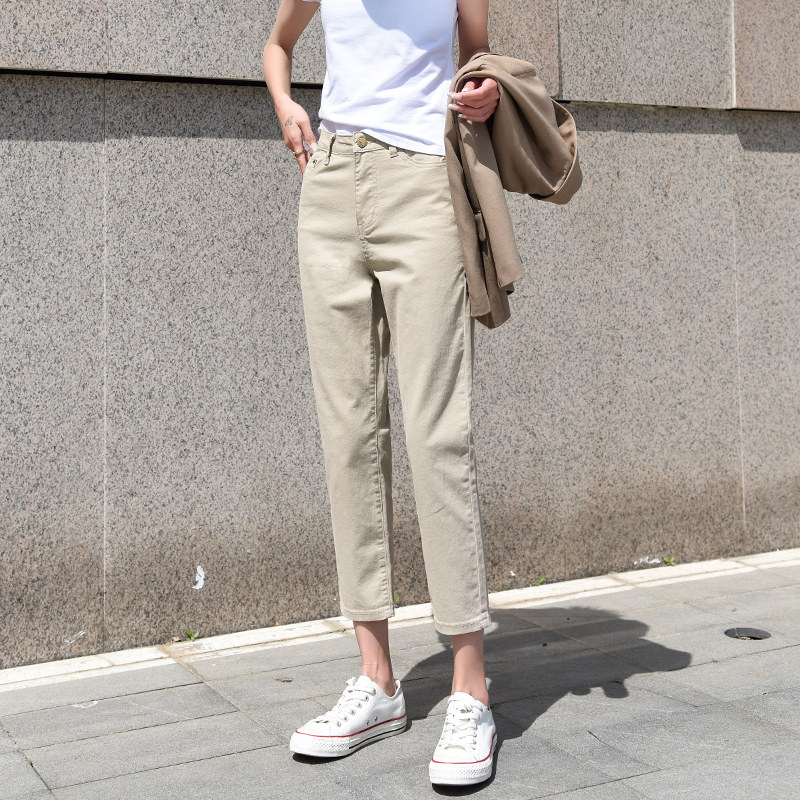 直筒九分裤2020秋季新款高腰牛仔裤 苼荟牛仔裤