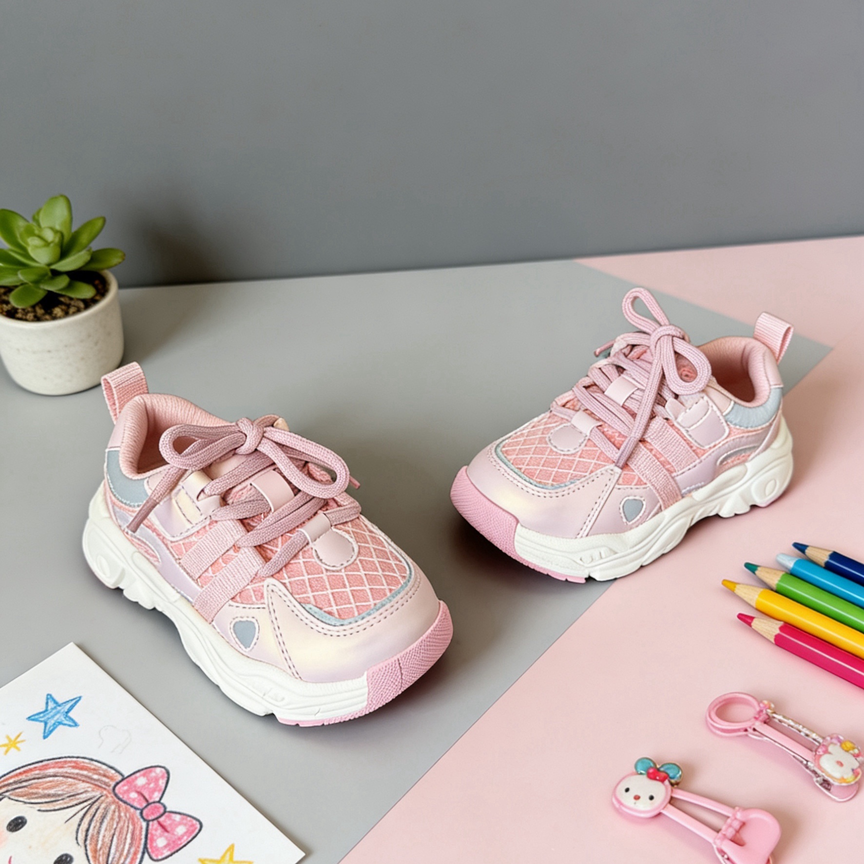 芭杜乐BADULE亮粉女童运动鞋魔术贴百搭时尚舒适轻便透气春秋童鞋 - 图2