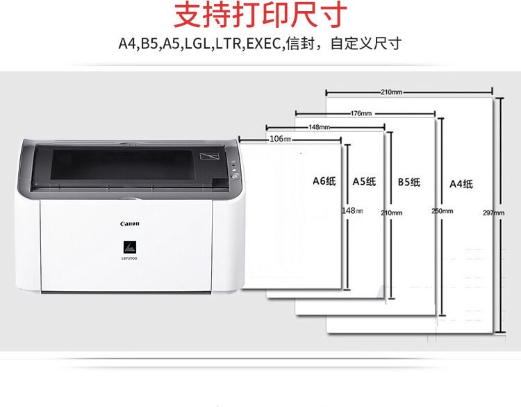 全新佳能LBP2900黑白激光打印机小型办公家用A4惠普1020plus商务 - 图2