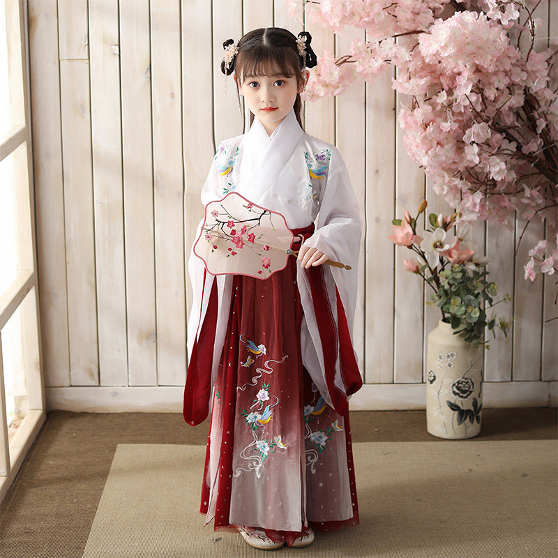 中国风古装原创女童交领学生汉服 柠溪民族服装/舞台装