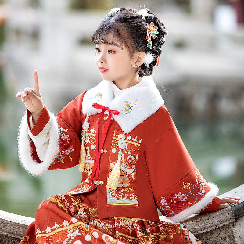 女童汉服冬装加厚中国风超仙原创 柠溪民族服装/舞台装