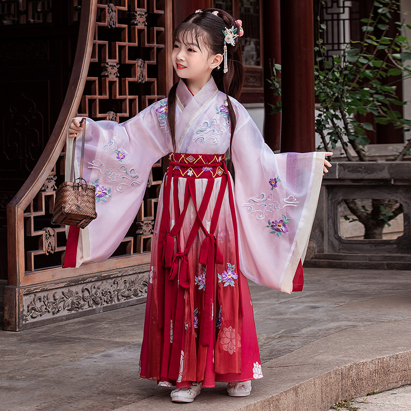 女童中国风唐装超仙刺绣古装汉服 柠溪民族服装/舞台装