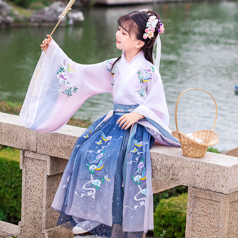 儿童女童古装冬季中国风超仙汉服 柠溪民族服装/舞台装