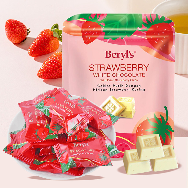 拍2件39.8元】倍乐思草莓夹心白巧克力100g