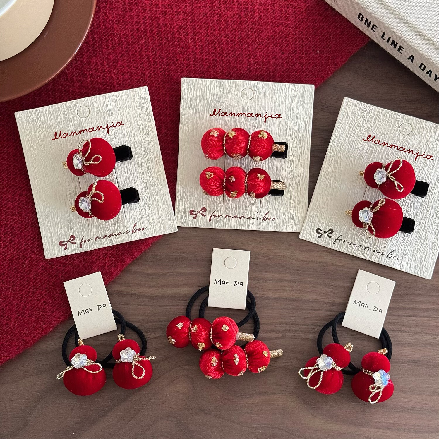 少女糖葫芦发夹过年女孩可爱刘海夹宝宝新年红色高级丝绒头绳发圈,淘宝优惠券,粉丝福利购,淘宝优惠卷