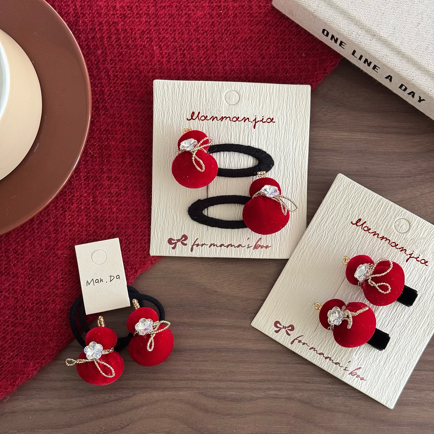 少女糖葫芦发夹过年女孩可爱刘海夹宝宝新年红色高级丝绒头绳发圈,淘宝优惠券,粉丝福利购,淘宝优惠卷