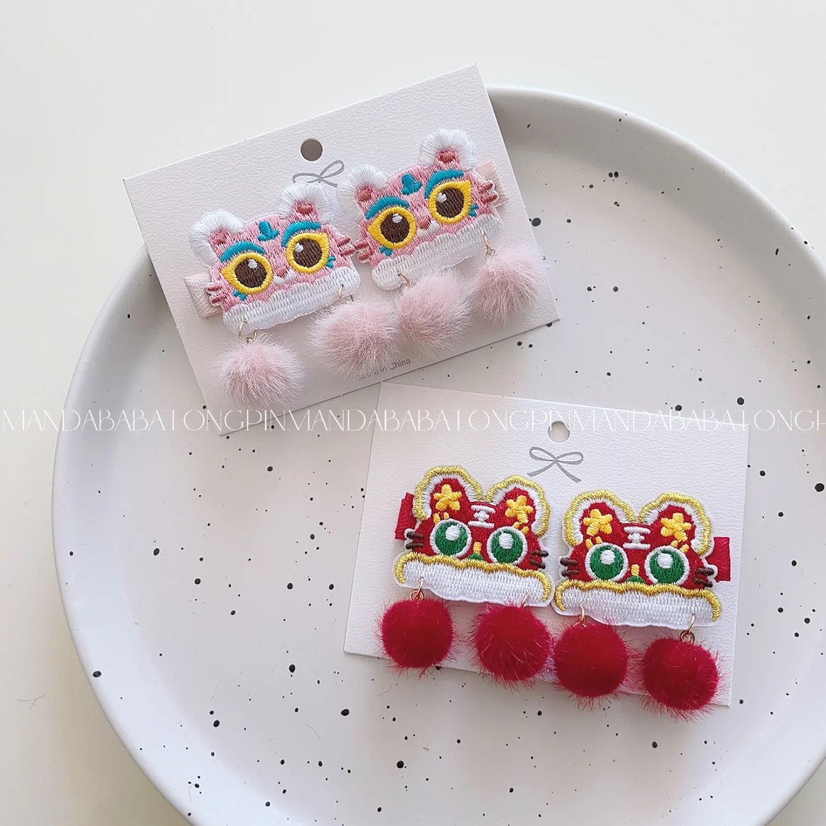 儿童中国风发饰女童可爱毛球边夹流苏抓周头饰宝宝旗袍汉服发夹子,淘宝优惠券,粉丝福利购,淘宝优惠卷