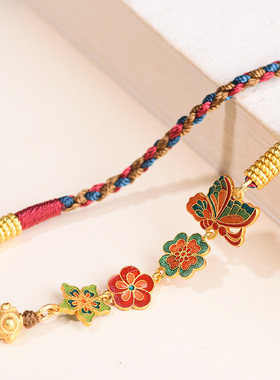 新款原创新中式藏式民族风吊坠绳扎基拉姆唐卡女脖挂黄财神挂绳