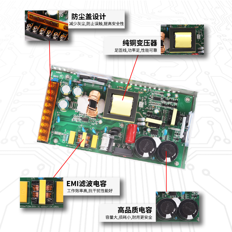 MS50W220V转24v12伏直流100W150W开关电源LED灯带安防变压器DC5V - 图0