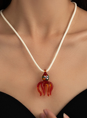 琉璃小众项链设计款创意海洋动物八爪鱼挂件手工制作网红项饰女