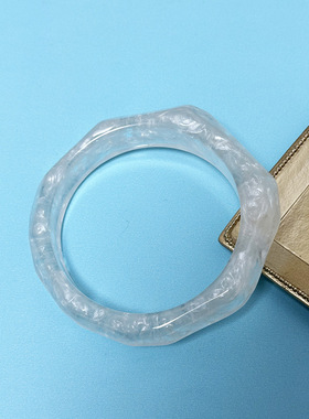 多巴胺晕染渐变色树脂手镯女八角复古个性圆形手圈渐变色手镯