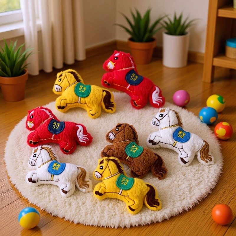 毛绒生肖小马玩偶啪啪圈可爱手环手链装饰卡通手表带儿童马上有钱,淘宝优惠券,粉丝福利购,淘宝优惠卷