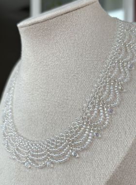 中古风简约宫廷风串珠流苏项链双层多层叠戴项链锁骨链项链