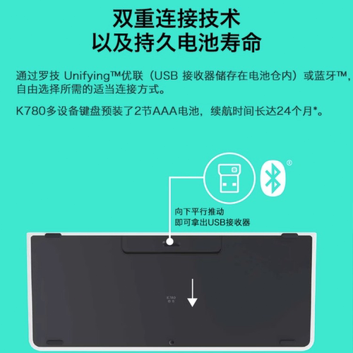 罗技K780无线蓝牙键盘ipad平板安卓MAC手机笔记本电脑办公打字 - 图1