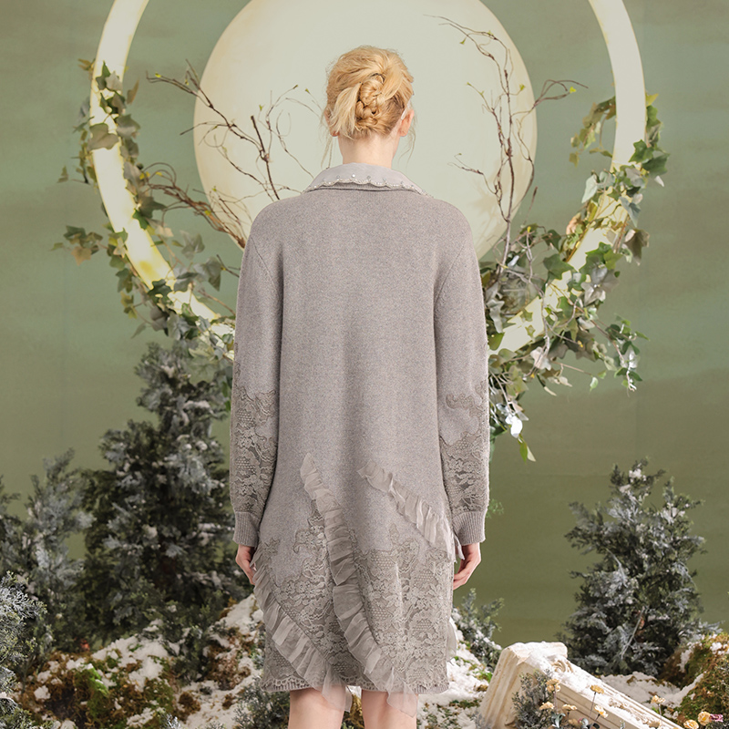 CHARFEN朝峰复古时尚轻奢气质优雅针织连衣裙女CFD5E811-8016G - 图2