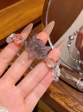 灵狐面具串珠吊坠水晶手链新中式国风气质百搭手串搭配九尾狐手饰