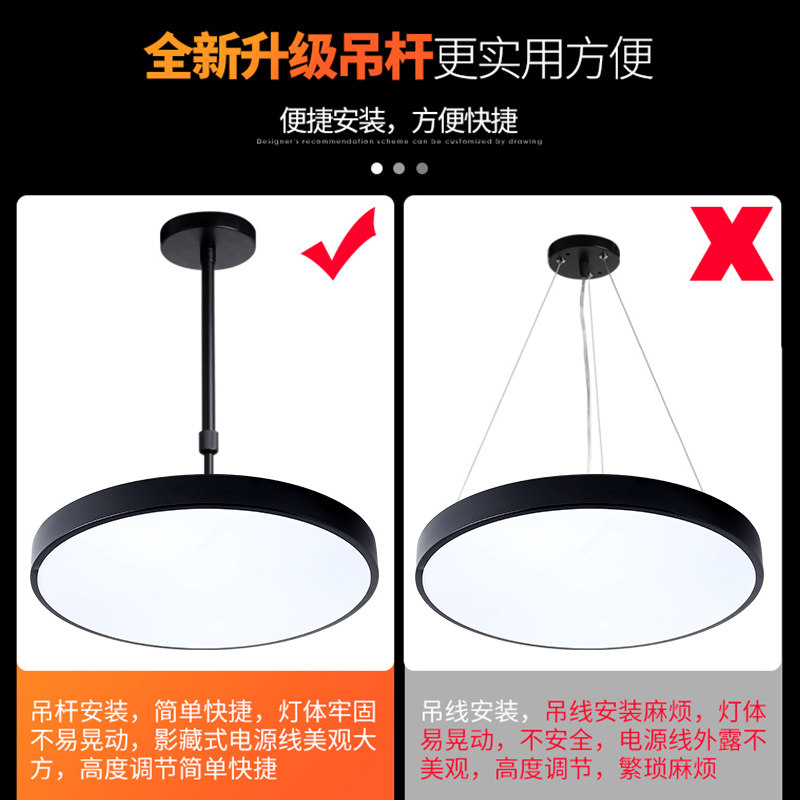 led吊灯店铺简约现代商用工业风美发店发廊餐厅卧室圆形吊杆灯具_虎窝淘