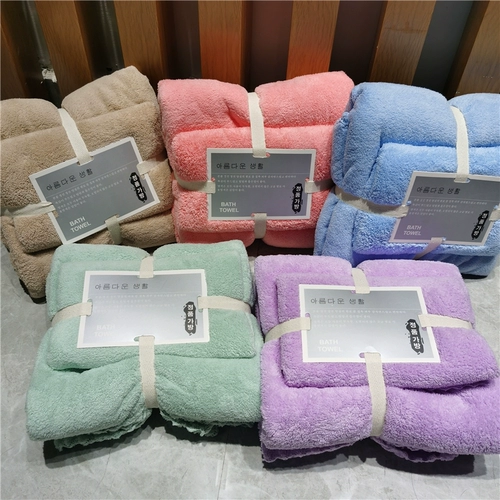 Мягкое комфортное коралловое бархатное цветное банное полотенце, комплект, увеличенная толщина, хорошо впитывает воду