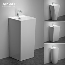 Ossatti Ceramic Column Basin Integrated Floor Wash Basin Upright Post Style Washbasin Patio Outdoor Hand Wash Pool