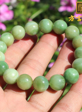 黄猫眼阳绿色12mm圆珠玉手链