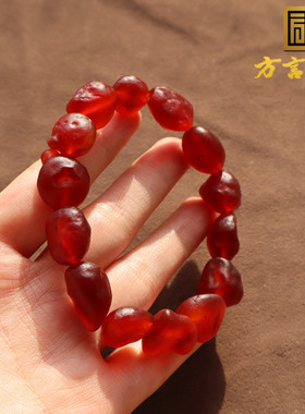 阿拉善戈壁红玛瑙包浆酒红色手串