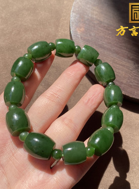 俄罗斯绿色名品阳绿碧玉13mm手串