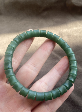 俄罗斯料菠菜绿碧玉7mm竹节手串